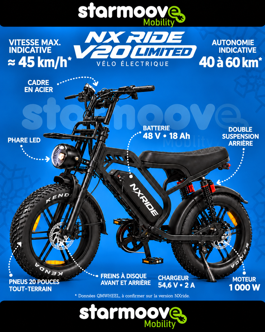 VÉLO ÉLECTRIQUE NXRIDE V20 LIMITED