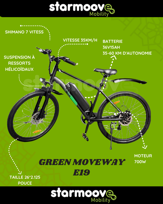 VÉLO ÉLECTRIQUE GREEN MOVEWAY E19
