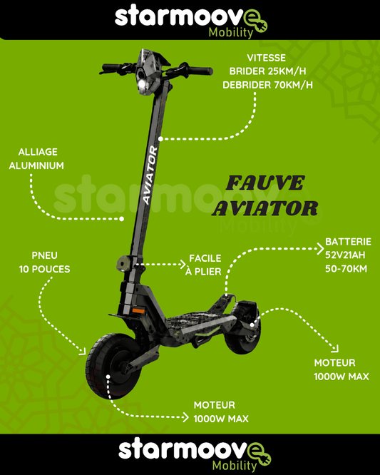 TROTTINETTE ÉLECTRIQUE FAUVE AVIATOR