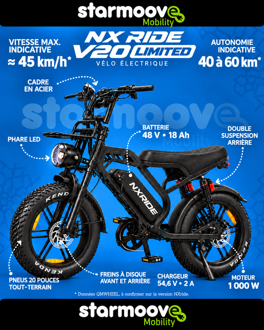 VÉLO ÉLECTRIQUE NXRIDE V20 LIMITED