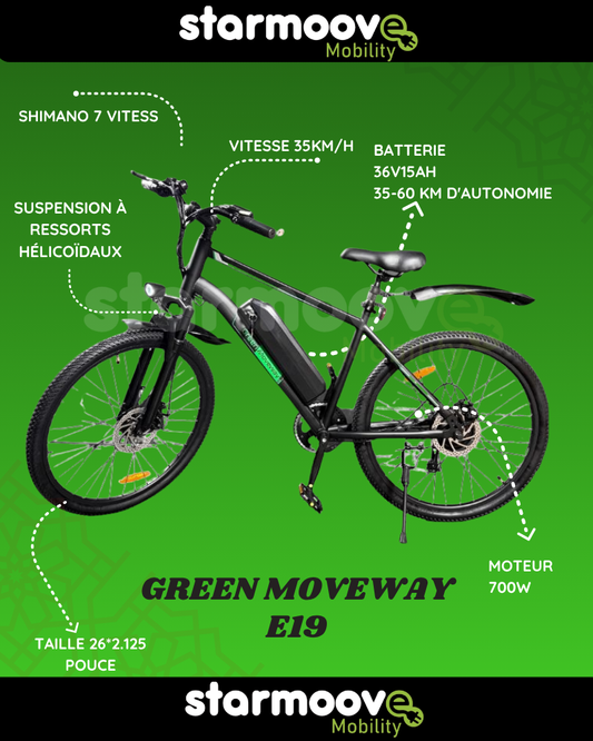 VÉLO ÉLECTRIQUE GREEN MOVEWAY E19